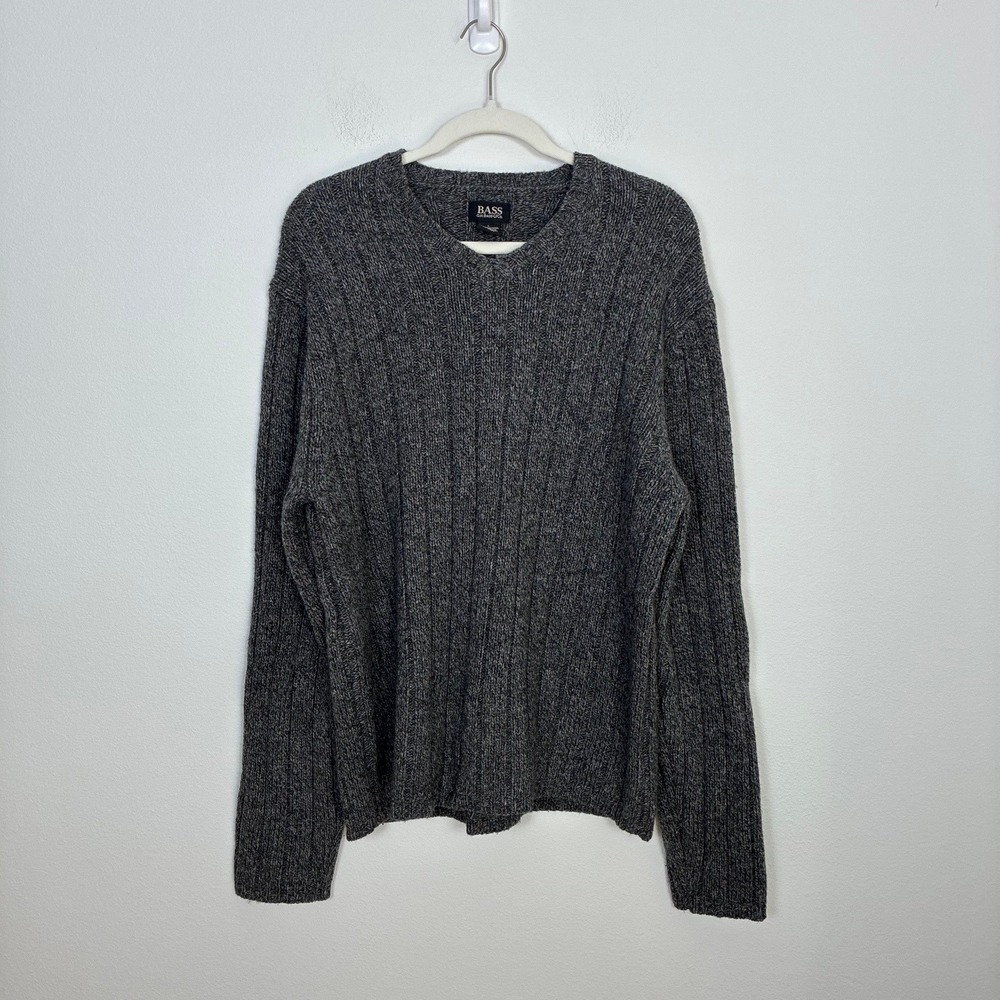 Vintage GH Bass Lambswool Blend Ribbed V-Neck Sweater Men's Large 90s Grunge